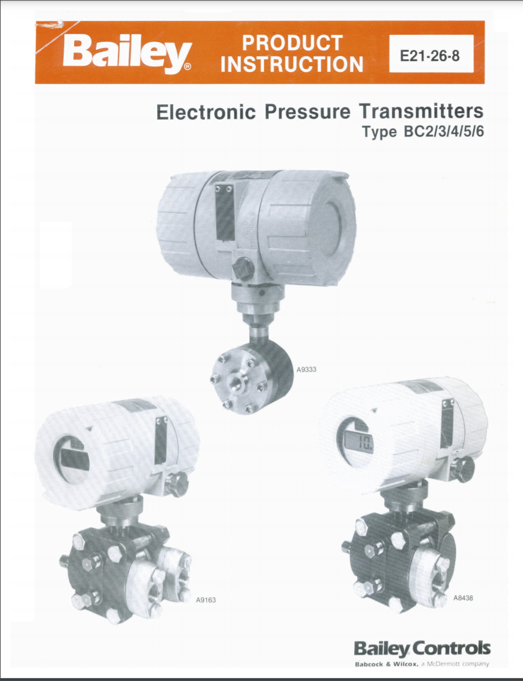 Bailey Controls Smart Electronic Pressure Transmitter BCN2/3/4/5/6/8